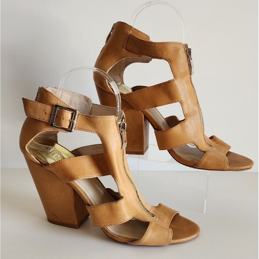 Vince Camuto Marleau Women’s 10 Tan Leather Open Toe Heel